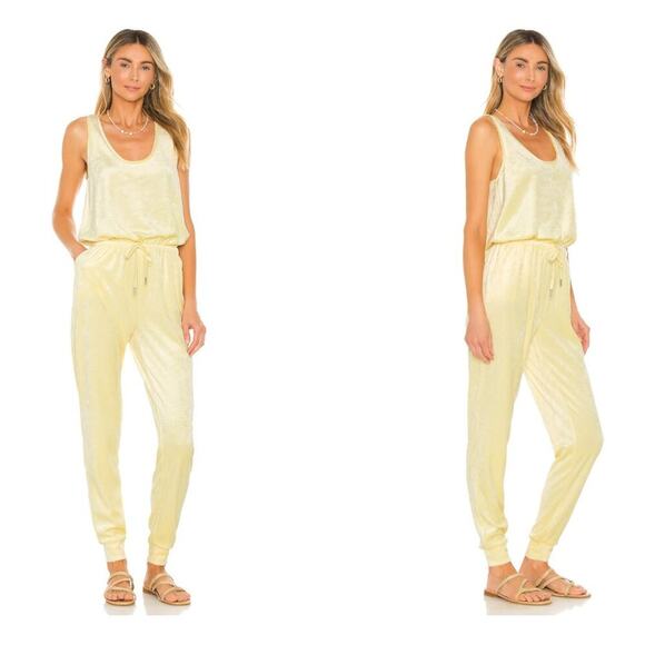 Generation Love Pants - Generation Love Emery Jumpsuit Velour Butter Yellow